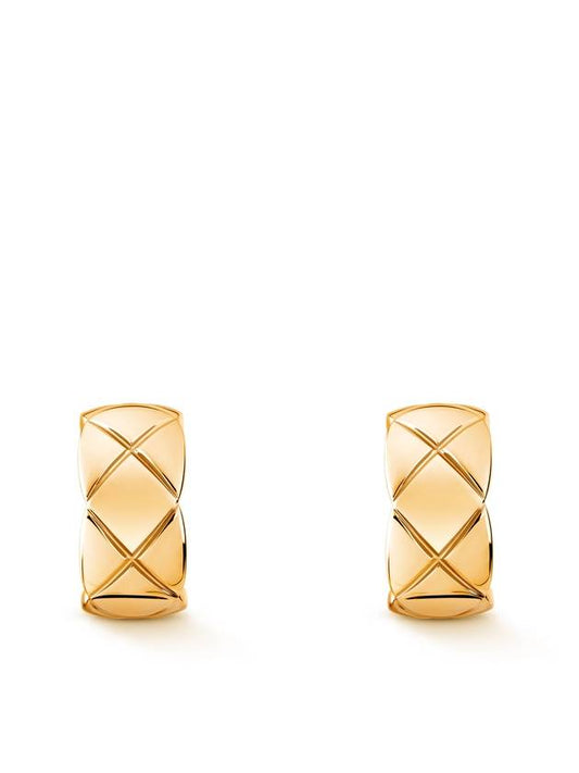 Coco Crush Earrings Quilted Motif 18K Yellow Gold J11134 - CHANEL - BALAAN 2