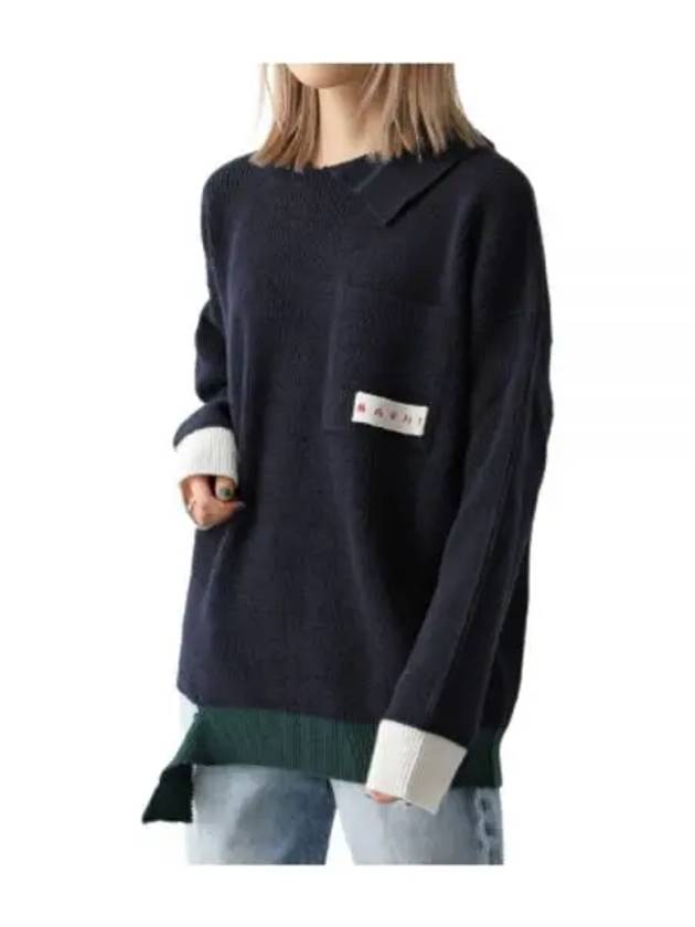 Logo label knit navy GCMG0246Q2 UFH440 - MARNI - BALAAN 1