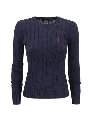 Embroidered Logo Pony Cable Knit Top Navy - POLO RALPH LAUREN - BALAAN 1