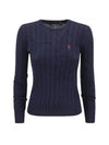 Embroidered Logo Pony Cable Knit Top Navy - POLO RALPH LAUREN - BALAAN 1