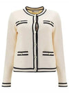 Kendra Button-Up Crew Neck Cardigan Ivory - TORY BURCH - BALAAN 2