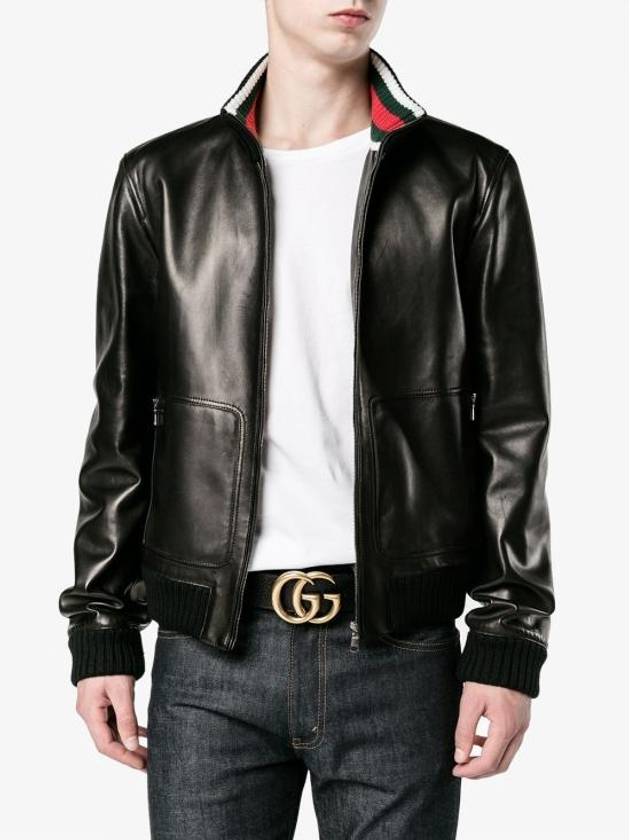 GG Marmont Double G Buckle Wide Leather Belt Black - GUCCI - BALAAN 5