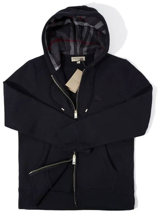 Claredon Brushed Zip Up Hoodie Black - BURBERRY - BALAAN 1