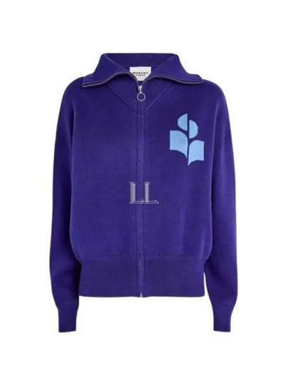 Logo High Neck Knit Zip-Up Cardigan Blue - ISABEL MARANT - BALAAN 2