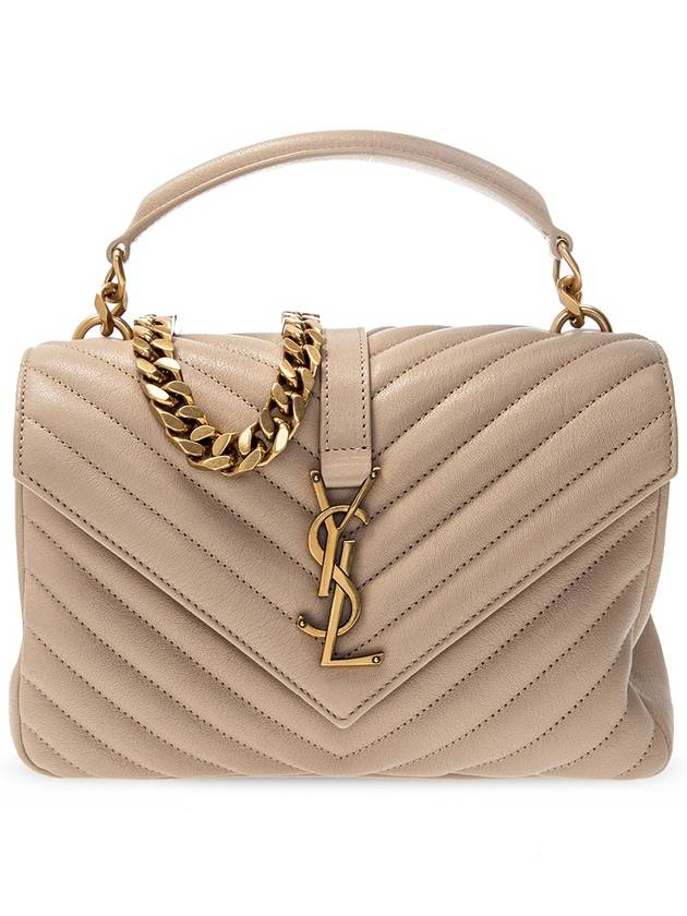 College Medium in Quilted Leather Shoulder Bag Beige - SAINT LAURENT - BALAAN 1