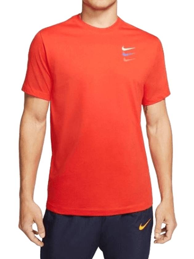 Nike FC Over Swoosh Short Sleeve T-Shirt Red - NIKE - BALAAN 1