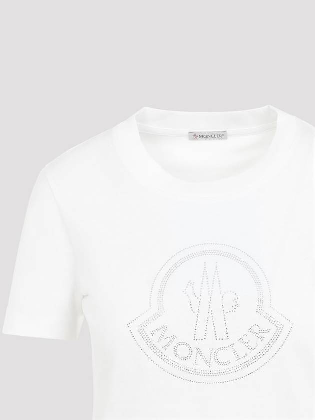 Crystal Logo Short Sleeve T-Shirt Off White - MONCLER - BALAAN 4