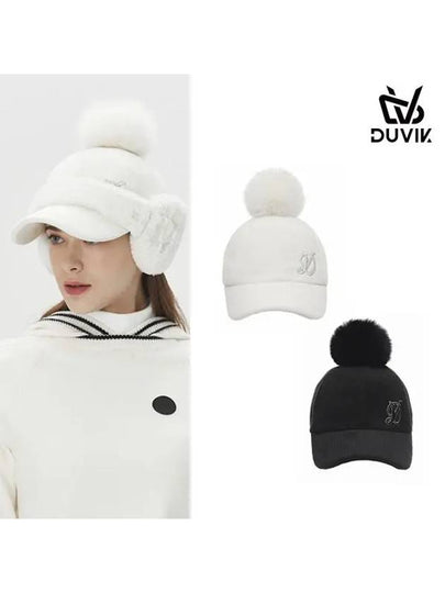 Women s Fake Fur Corduroy Ear shaped Hat DE4WAP782WH - DUVIK - BALAAN 2