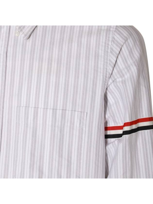 Stripe Oxford Armband Long Sleeve Shirt Grey - THOM BROWNE - BALAAN 6