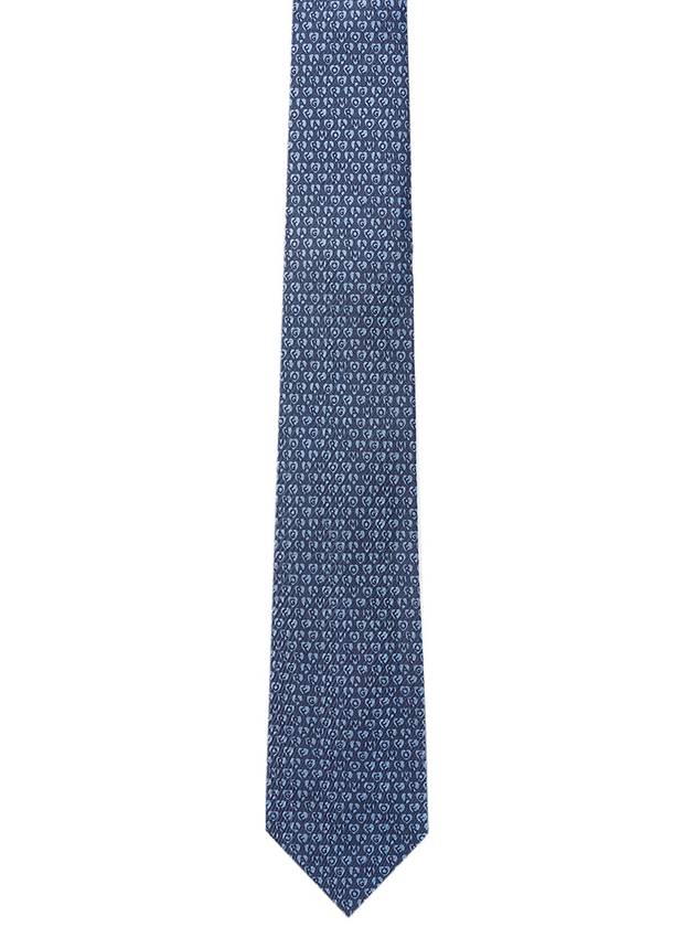 Logo Stamp Print Silk Tie Blue - SALVATORE FERRAGAMO - BALAAN 2