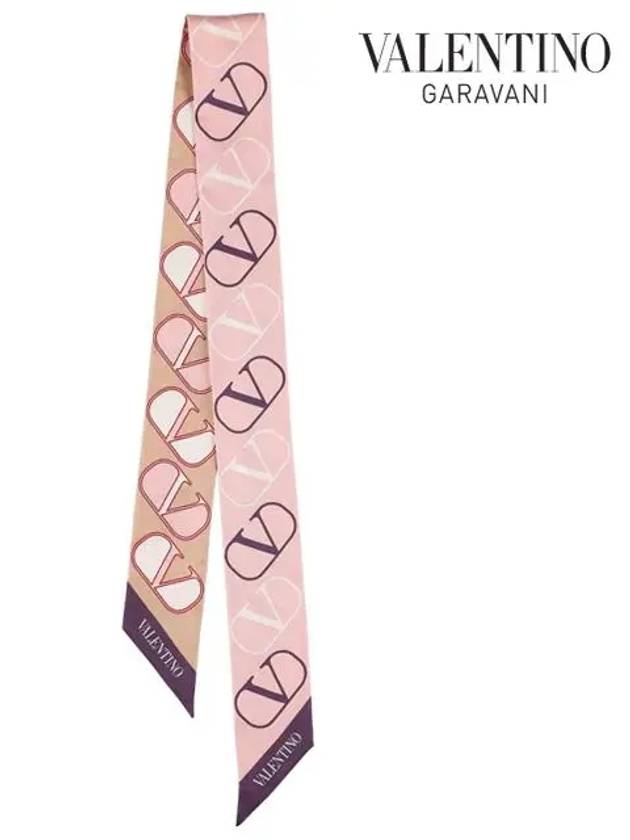 V Logo Signature Scarf Pink - VALENTINO - BALAAN 3