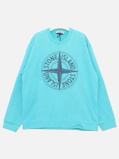 Garment Dying Compass Embroidery Logo Sweatshirt Blue - STONE ISLAND - BALAAN 2