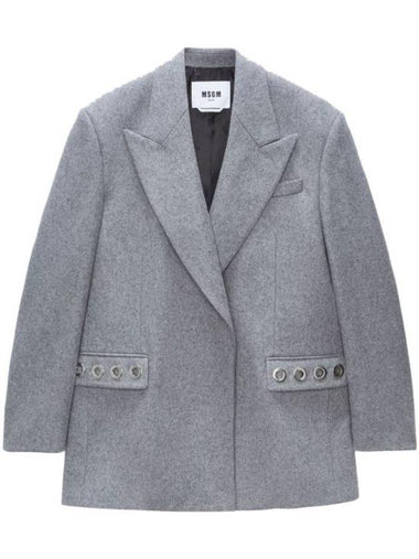 Structured Wool Studs Suit Jacket Grey - MSGM - BALAAN 1