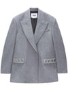 Structured Wool Studs Suit Jacket Grey - MSGM - BALAAN 1