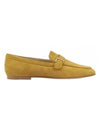 gold T logo suede loafers camel brown - TOD'S - BALAAN.