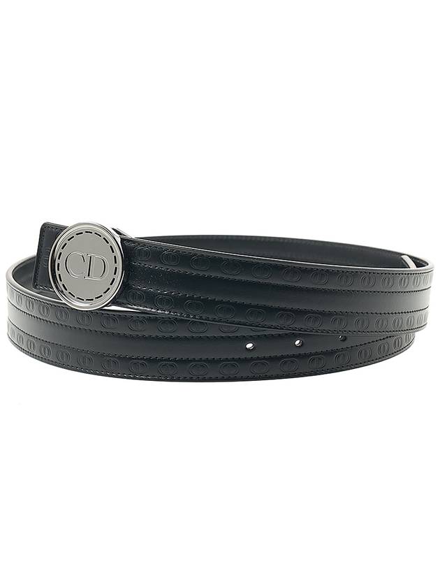 CD Circle Buckle Leather Belt Black - DIOR - BALAAN 3