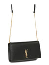 Gold Monogram Phone Holder Crossbody Bag with Strap in Smooth Leather Black - SAINT LAURENT - BALAAN 3