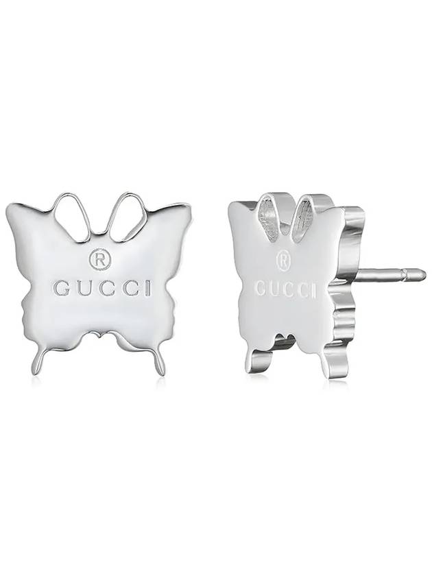 Butterfly Engraved Logo Earrings Silver - GUCCI - BALAAN 4