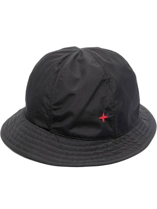 Red Logo Gore-Tex Stitch Patch Bucket Hat Black - STONE ISLAND - BALAAN 1