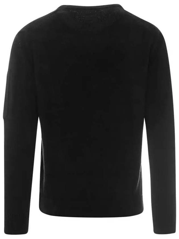 Lens Patch Chenille Cotton Knit Top Black - CP COMPANY - BALAAN 4