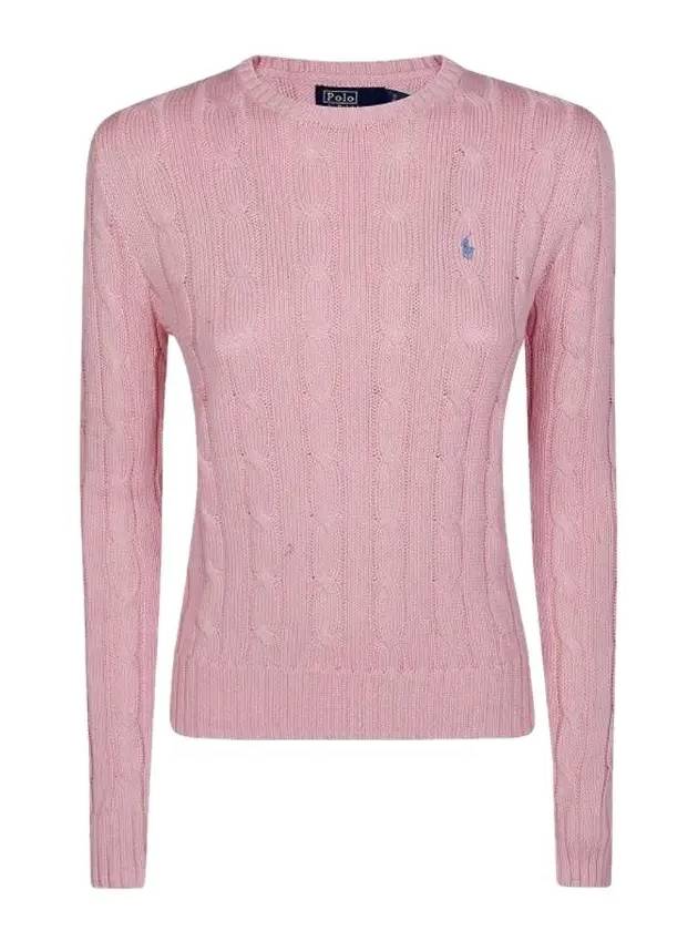 Embroidered Logo Pony Cable Knit Top Pink - POLO RALPH LAUREN - BALAAN 3