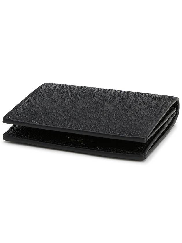 Pebble Grained Leather Double Card Wallet Black - THOM BROWNE - BALAAN 5