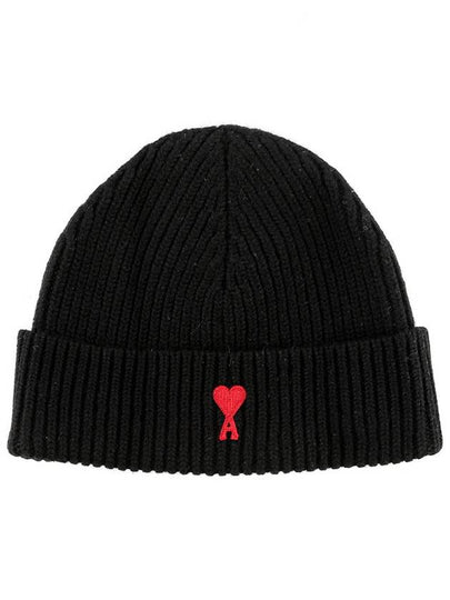 Heart Logo Wool Beanie Black - AMI - BALAAN 2