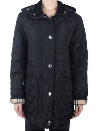 Diamond Quilted Long Nylon Jacket Black - BURBERRY - BALAAN 2