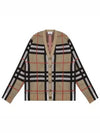 V-Neck Checked Technical Cotton Cardigan Archive Beige - BURBERRY - BALAAN 2