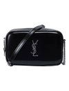 Mini Lou in Shiny Canvas Cross Bag Black - SAINT LAURENT - BALAAN 3