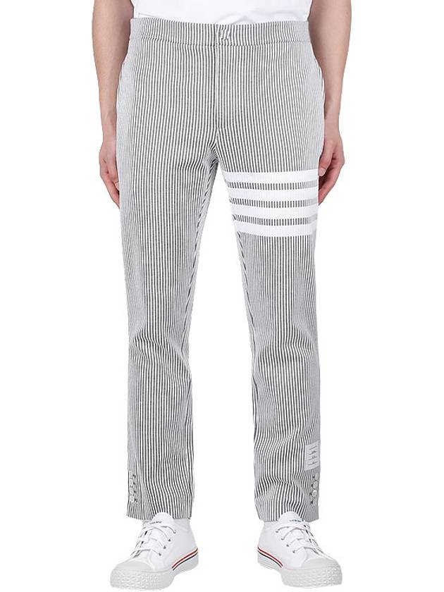 Seersucker Loopback 4 Button Vent Straight Pants Light Grey - THOM BROWNE - BALAAN 3