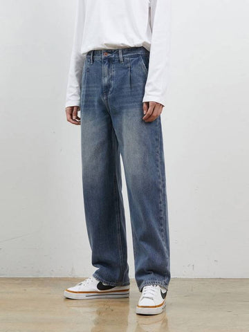 Denim One Tuck Wide Pants D Blue - CORK - BALAAN 1