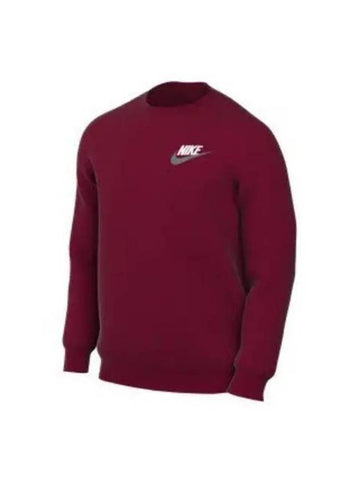 Men's Club French Terry Crew Long Sleeve T-Shirt Red - NIKE - BALAAN 1