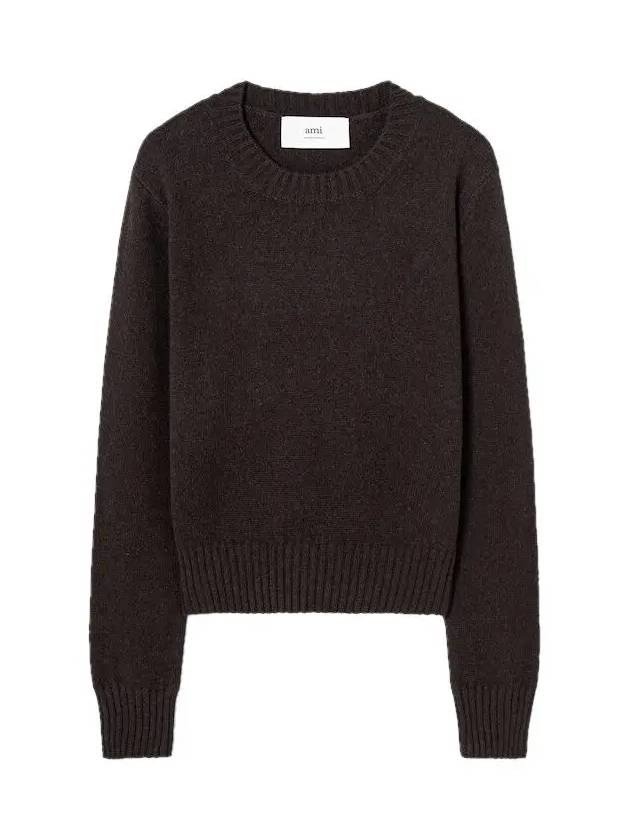 De Coeur Logo Crew Neck Cashmere Knit Top Dark Coffee - AMI - BALAAN 2