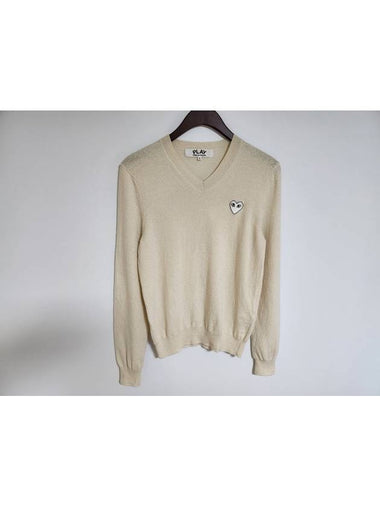 L Comme des Gar ons Ivory White Wappen Women s Wool Knit AZ N063 - COMME DES GARCONS PLAY - BALAAN 1