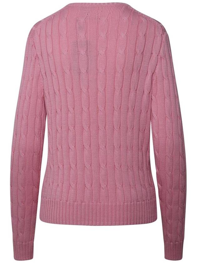 Embroidered Logo Pony Cable Knit Top Pink - POLO RALPH LAUREN - BALAAN 4