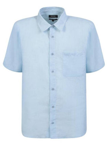 Bellini Linen Short Sleeve Shirt Blue - A.P.C. - BALAAN 1