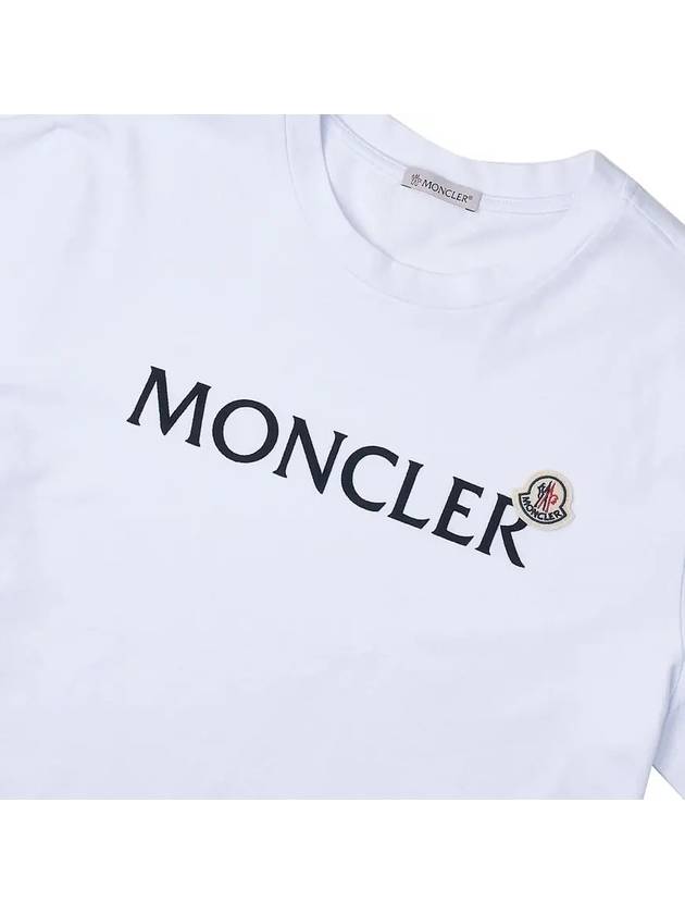 Men s Velvet Logo Patch Short Sleeve T Shirt White 8C00064 8390T 001 - MONCLER - BALAAN 3