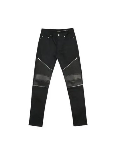 Leather Biker Jeans Black - SAINT LAURENT - BALAAN 2