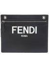 Logo Embossed Zipper Pocket Clutch Bag Black - FENDI - BALAAN 2