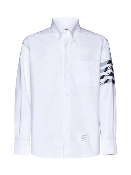 4 Bar Stripe Cotton Long Sleeve Shirt Medium Blue - THOM BROWNE - BALAAN 1