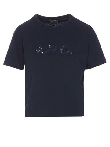 Annie Cropped Short Sleeve T-Shirt Navy - A.P.C. - BALAAN 1