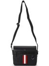 Metal Logo Three Stripes Messenger Bag Black - BALLY - BALAAN.