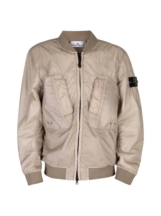 Logo Patch Bomber Jacket Beige - STONE ISLAND - BALAAN 1