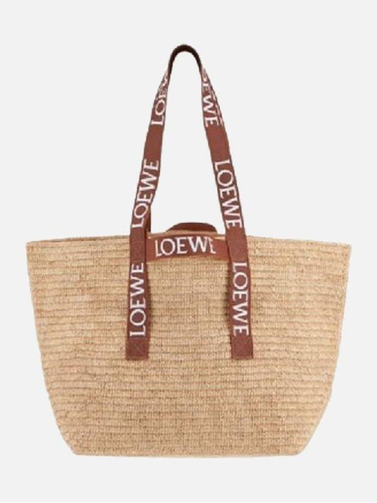 Fold Raffia Shopper Bag Natural Tan - LOEWE - BALAAN 2