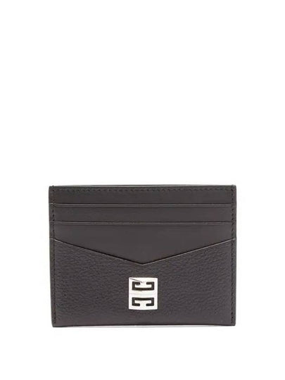 Silver Plaque Logo Central Slip Leather Card Holder Wallet Black - GIVENCHY - BALAAN 2