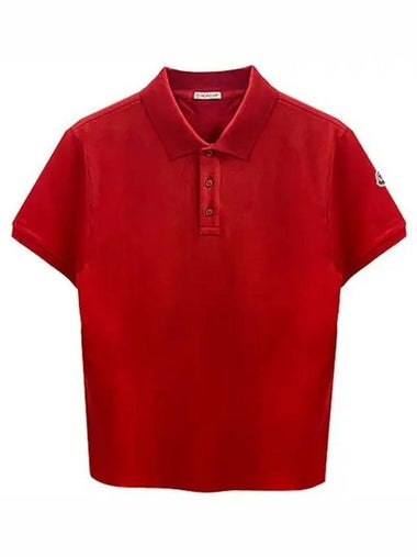 Logo Patch Polo Shirt Red - MONCLER - BALAAN 1