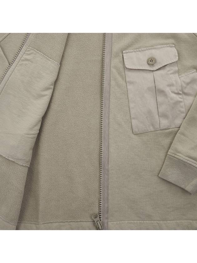 Garment Dyed One-Pocket Cotton Zip Up Hoodie Pale Taupe - TEN C - BALAAN 10