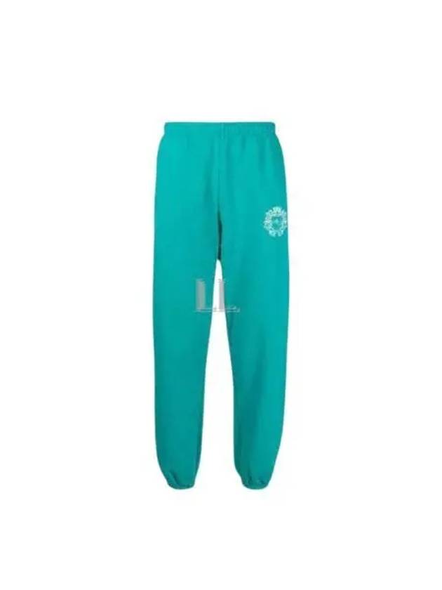 Logo Print Crest Cotton Track Pants Blue - SPORTY & RICH - BALAAN 2