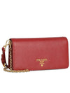 Saffiano Logo Chain Clutch Bag Red - PRADA - BALAAN.